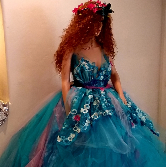 SAMPLE GOWN ONLY-MELISSA Turquoise Pink White Wedding Ballgown Set - Picture 6 of 16